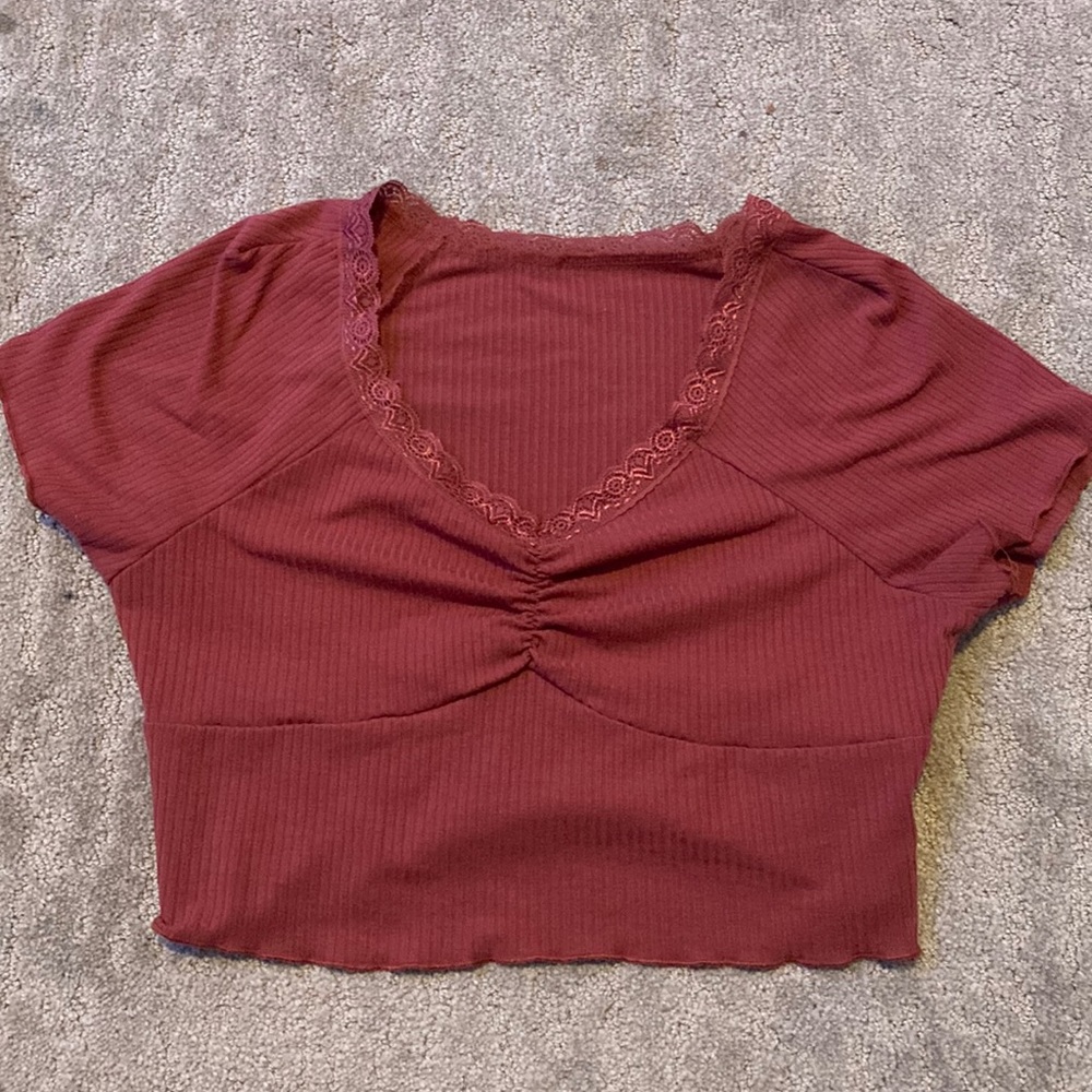 pink lacy crop top